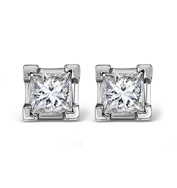 18K White Gold Princess Lab Diamond Earrings - 1CT - F/VS - 4.8mm